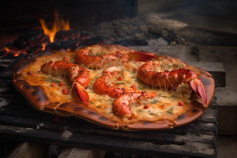 Sumptuous Lobster Pizza Recipe Lobster Pizza Recipe, Lobster Scampi, Scampi Pizza, Lobster Pizza, Bowl Ingredients, Dough Pizza, Lobster Tail, Fontina Cheese, Pizza Pan