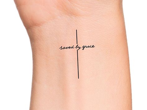 Women Tattoos Meaningful Inspiration, Christians Tattoo Designs, Mercy And Grace Tattoo, Saved By Grace Tattoo With Cross, By His Grace Tattoo, Small Faith Tattoos For Women Simple, By The Grace Of God Tattoo, Amazing Grace Tattoo For Women, Grace And Mercy Tattoo