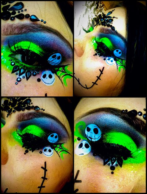 Skeleton Eye Makeup, Bride Makeup Eyes, October Makeup, Halloween Eyeshadow, Orange Eye Makeup, Sally Costume, Jack Skeleton, Holiday Makeup Looks, Halloween Eye Makeup