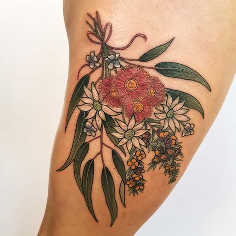 Flannel Flower Tattoo, Darling Tattoo, Flannel Flower, Birth Flowers, Dreamcatcher Tattoo, Tattoo On, Family Members, Watercolor Tattoo, Flower Tattoo