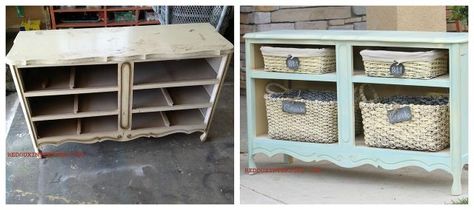 Dresser Without Drawers, Broken Dresser, Dresser Inspiration, Furniture Repurposing, Repurposed Dresser, Dresser Redo, Vintage Decorations, Upcycled Furniture Diy, Market Ideas