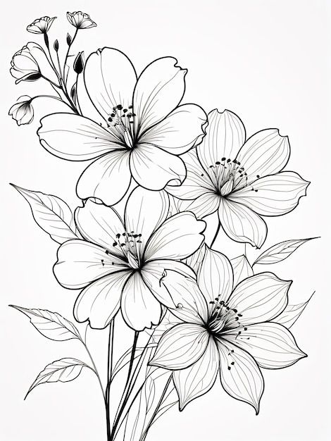 Flower Drawing Images - Free Download on Freepik Big Flower Design Drawing, Boho Flowers Drawing, Easy Flower Pattern Drawing, Drawing Tutorial Flower, Simple Flowers Drawing, Flower Outline For Painting, Flowers Outline Drawing, Flower Colouring Pages Adults, Outline Images Of Flowers