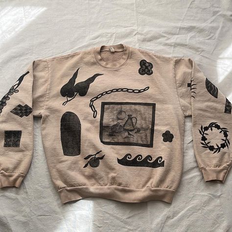 Alexis Stiteler on Instagram: "edit :: sold out, more hand drawn sweatshirts in may :)) ~~> sweatshirts (large, xl, med) available 3.5 4pm est hand drawn by yours truly" Instagram Edit, Cut Clothes, Lino Cut, Lino Print, Linocut Prints, Yours Truly, Linocut, Printed Sweatshirts, Screen Printing