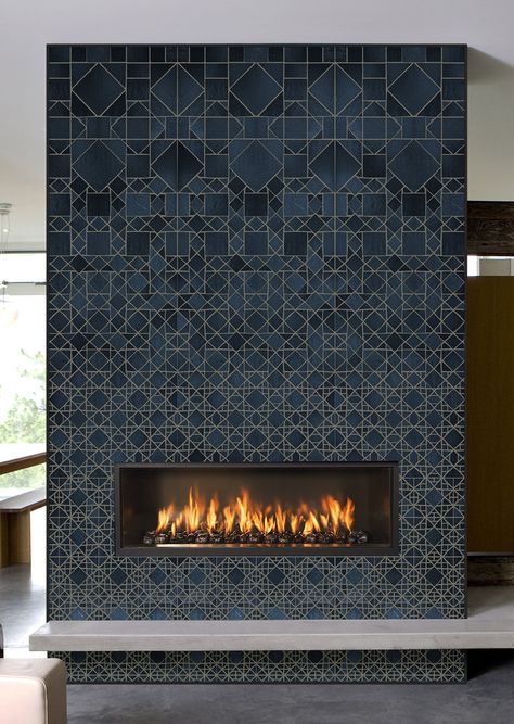 Portfolio :: Mosaic — Theodore Ellison Designs Midcentury Fireplace, Mosaic Fireplace, Fireplace Tiles, Mantle Ideas, Craftsman Door, Fireplace Facade, Mosaic Backsplash, Diy Kitchen Decor, Stove Fireplace