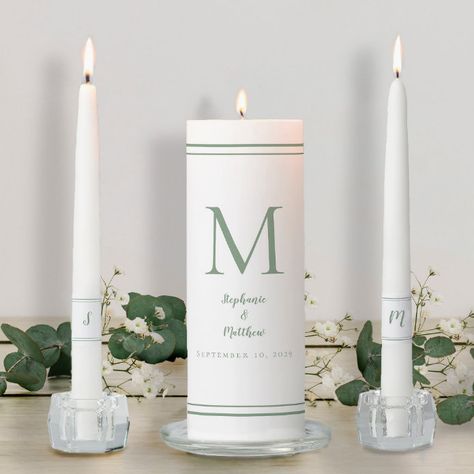 Sage Green Modern Wedding Ceremony Bride Groom Unity Candle Set - tap/click to get yours right now! #UnityCandleSet #weddings, #modern, #elegant, #ceremony, #bride Black Wedding Ceremony, Green Modern Wedding, Gold Wedding Ceremony, White Black Wedding, Minimalist Stationery, Candle Modern, Modern Wedding Ceremony, Ceremony Candles, Candle Obsession