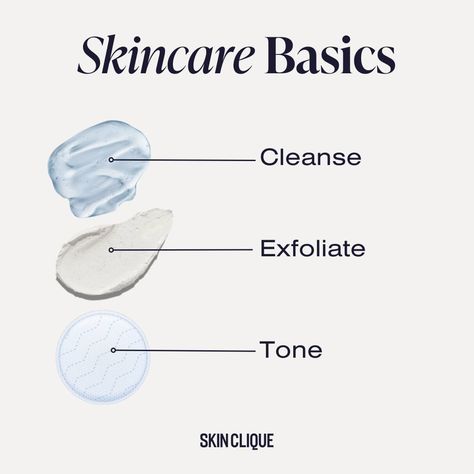 Skincare 101 🍎 With so many myths and misinformation surrounding skincare, it can be hard to know where to start! At Skin Clique, we recommend building off of the basics. If you don't have a consistent, three-step routine, you're missing out of 60% of your potential results (read that again!). Step 1: Cleanse Step 2: Exfoliating (3X a Week) Step 3: Tone It's that simple. Want personalized recommendations for these three steps? The first three people to comment "Basics" get a... Skincare 101, The Basics, Skin Tones, To Start, Skin, Building, Quick Saves