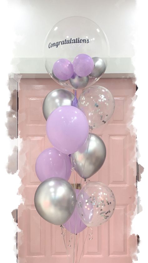 Anniversary Congratulations, Balloon Ideas, Birthday Decor, Birthday Balloons, Birthday Decorations, Lilac, Balloons, Ceiling Lights, Purple