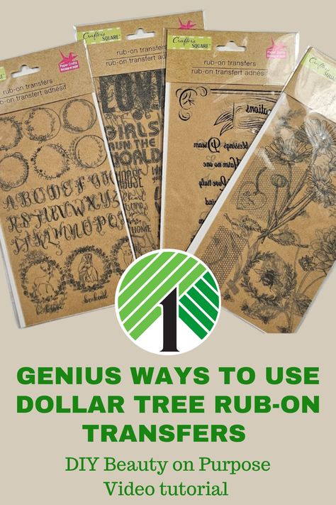 Diy Gifts From Dollar Tree, Transfers On Wood, Diy Rub On Transfer How To Make, Rub On Furniture Transfers, Dollar Tree Rub On Transfers Diy, Rub On Transfer Craft Ideas, Dollar Tree Metal Signs Diy, Dallor Tree Diy Craft Ideas, Rub On Transfers Crafts