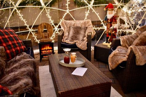 Islip Restaurant Opens 2 Winter Themed Igloos | Islip, NY Patch Igloo Dome Decor, Igloo Tent, Garden Igloo, Winter Tent, Ski Decor, Restaurant Patio, Bubble Tent, Tent Decorations, Winter Themed