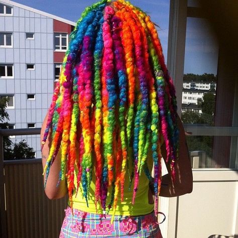 Rainbow Dreads, Locs Inspiration, Dread Hair Extensions, Dreads Styles For Women, Rainbow Braids, Yarn Braids, Hair Tinsel, Dreads Styles, Fashion Wigs