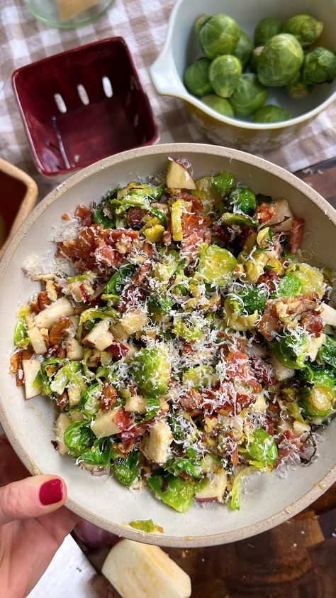 Baked Brussel Sprout Salad, Baked Salads, Baked Brussel Sprouts, Maple Dressing, Suddenly Salad, Recipe Vegetables, Shaved Brussel Sprouts, Brussels Sprout Salad, Sprout Salad