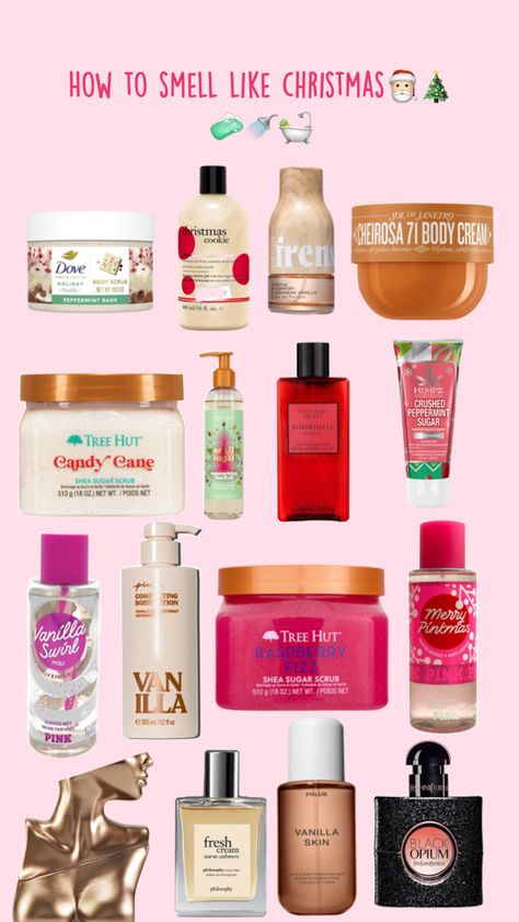 The best holiday body washes, lotions, scrubs, mists, and perfumes to make you smell like Christmas. Smell Like Christmas, Body Hygiene, Body Washes, Christmas Scents, Teen Life Hacks, Perfume Scents, Perfume Lover, Bath And Body Care, Body Care Routine