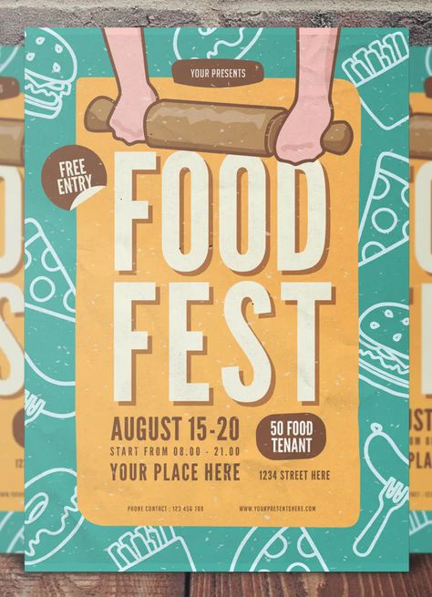 Food Fest Flyer Design Template PSD, AI Food Fest Poster Design, Foodfest Poster, Food Fair Poster, Street Food Festival Poster, Recipe Poster Design, Cafe Flyer Design, Food Event Poster, Market Flyer Design, Food Festival Design