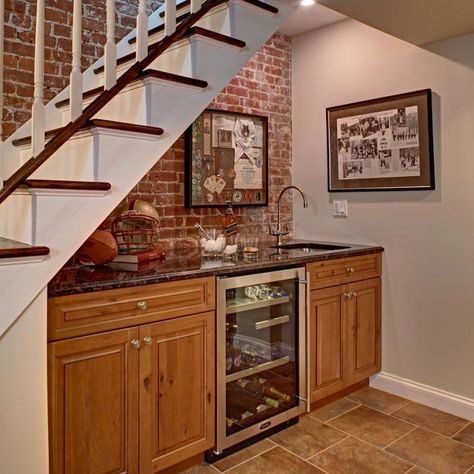 75 Basement Ideas You'll Love - November, 2023 | Houzz Basement Wet Bars, Under The Stairs Storage, Unfinished Basement Decorating, Storage Basement, Bar Under Stairs, Kitchen Under Stairs, Wet Bar Basement, Basement Wet Bar, Basement Ceiling Options