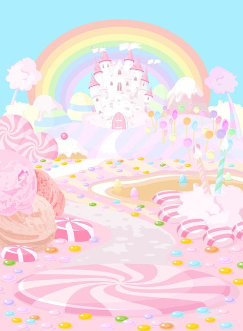 Invitaciones Candy Land, Candy Castle, Castle Backdrop, Rainbow Backdrop, Studio Backdrops Backgrounds, Pink Castle, Muslin Backdrops, Fairytale Photography, Theme Background