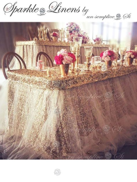 Sequin Table Cloth, Tulle Tablecloth, Tulle Table Skirt, Tulle Table, Head Table Wedding, Sequin Tablecloth, Sequin Table, Dream Wedding Decorations, Elegant Wedding Reception