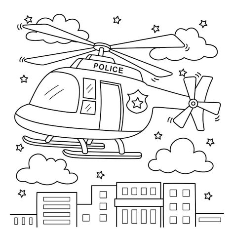 Helicopter Coloring Page, Police Helicopter, Bobbie Goods, Kids Worksheets Preschool, Crafts For Boys, Chores For Kids, Cute Coloring Pages, Easy Crafts For Kids, Color Activities