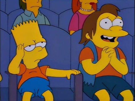 Nelson: "Wow! I didn't think he was going to do Moon River, but then BAM! Second encore!" Nelson Muntz, Simpsons Meme, Maggie Simpson, Andy Williams, Matt Groening, Putao, The Simpson, Cartoon Profile Pictures, Homer Simpson