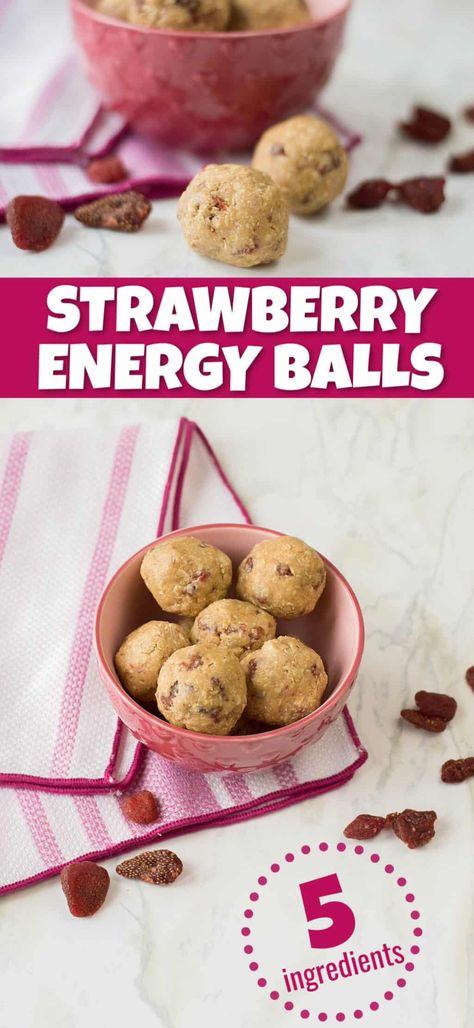 Berry Protein Balls, Strawberry Protein Powder Recipes, Diy Protein Balls, Wrestling Snacks, Strawberry Protein Balls, Strawberry Balls, Superfood Snacks, Homemade Protein Bars, Energy Balls Recipe