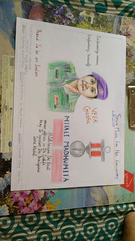 Unsung Heroes Of India Drawing, Drawing On Veer Gatha, Painting On Veer Gatha Project, Veer Gatha Project, Veer Gatha Drawing Painting, Gallantry Award Winner Painting, Veer Gatha Painting Competition, Veer Gatha Poster Making, Veer Gatha Drawing Competition