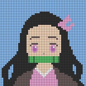 Cherry Cardigan, Demon Slayer Characters, Demonslayer Tanjiro, Easy Pixel Art, Pixel Art Templates, Pixel Drawing, Diy Perler Bead Crafts, Pixel Crochet, Pixel Art Grid