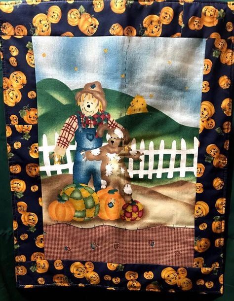 Wall Hanging Scarecrow by WhatsNextByMarilyn on Etsy Scarecrow Quilt Block, Scarecrow Applique, Halloween Fabric Wall Hanging, Autumn Quilts Wall Hangings, Scarecrow Quilted Wall Hanging, Basket Wall Hanging, Bank Holiday, Metal Hangers, Baskets On Wall