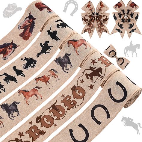 PRICES MAY VARY. 🐎Abundant for You to Use: Package includes 5 rolls wired edge ribbons in 5 different patterns, totally in 25 yards, enough length could meed your multiple DIY needs. perfect for you to DIY some wreath crafts or use for gift wrapping. 🐎Unique Design: the wild horses wired edge ribbon printed with horse, saddle, etc. it's perfect for a variety of equestrian-themed projects. Whether you're a horse lover, a country enthusiast, or simply appreciate the beauty of nature-inspired cra Farmhouse Birthday, Birthday Horse, Horse Racing Party, Horse Ribbons, Racing Party, Ribbon For Gift Wrapping, Farm Themed Party, Ribbon For Gift, Gift Wrap Ribbon