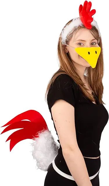 DIY Chicken Costume » Cute and easy to make | maskerix.com Chicken Costume, Animal Dress, Animal Dress Up, Farm Animal, Soft Velvet, Costume Accessories, Headpiece, Dress Up, Mask