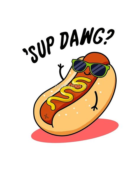 Dog Puns, Punny Puns, Funny Food Puns, Cheesy Jokes, Food Pun, Animal Puns, Cute Puns, Food Puns, Funny Drawings