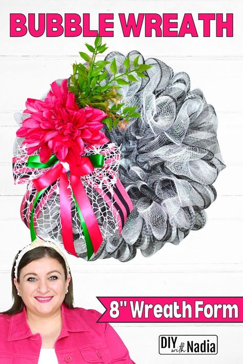 8 Inch Dollar Tree Wreath Form Ideas, Bubble Wreath Tutorial, Deco Mesh Wreath Supplies, Patriotic Wreath Diy, Bubble Wreath, Diy Magnolia Wreath, Diy Deco Mesh Wreath, Spring Mesh Wreaths, Summer Deco Mesh Wreaths