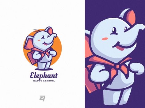 Elephant by Artnivora Studio on Dribbble Elephant Character, Elephant Mascot, Color Design Inspiration, Line Sketch, Elephant Logo, Game Illustration, Mascot Design, Elephant Design, Name Cards