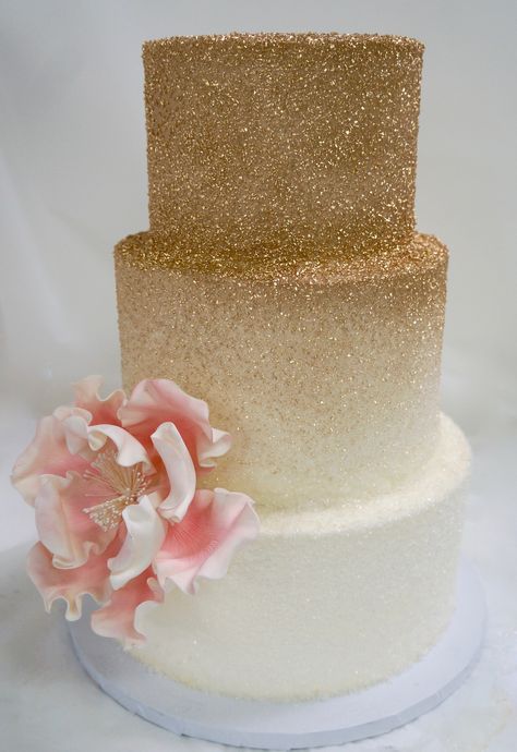 Golden Birthday Cake Ideas, Gold Wedding Cakes, Sparkle Wedding Cakes, Sparkly Wedding Cakes, Gold And White Cake, Glitter Wedding Cake, Golden Birthday Cakes, White And Gold Wedding Cake, Sparkle Cake