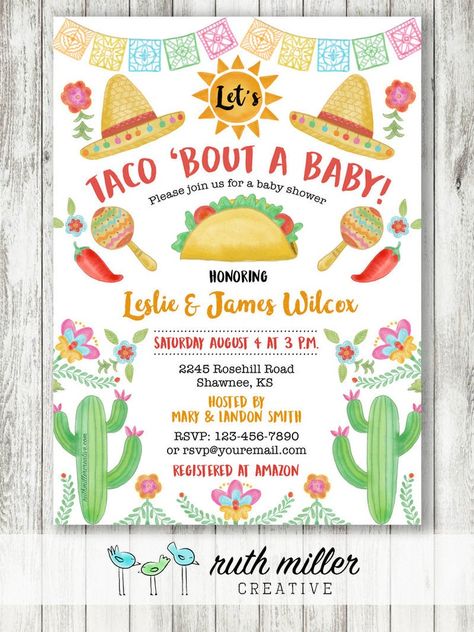 Mexican Baby Shower Invitation, Taco Themed Baby Shower Ideas, Taco Baby Shower Ideas, Taco Bout A Baby Shower Ideas, Baby Shower Fiesta Theme, Fiesta Baby Shower Ideas, Taco About A Baby, Mexican Theme Baby Shower, Fiesta Baby Shower Invitations