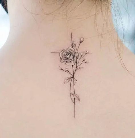 Latest 60 Neck Tattoos for Women with Meaning and Images - Tips and Beauty Nape Tattoo Women, Side Wrist Tattoos For Women Unique, Behind Neck Tattoo Woman, Chest Tattoo Flowers, Small Flower Tattoos For Women, Neck Tattoos For Women, Flower Neck Tattoo, Nape Tattoo, Barcode Tattoo