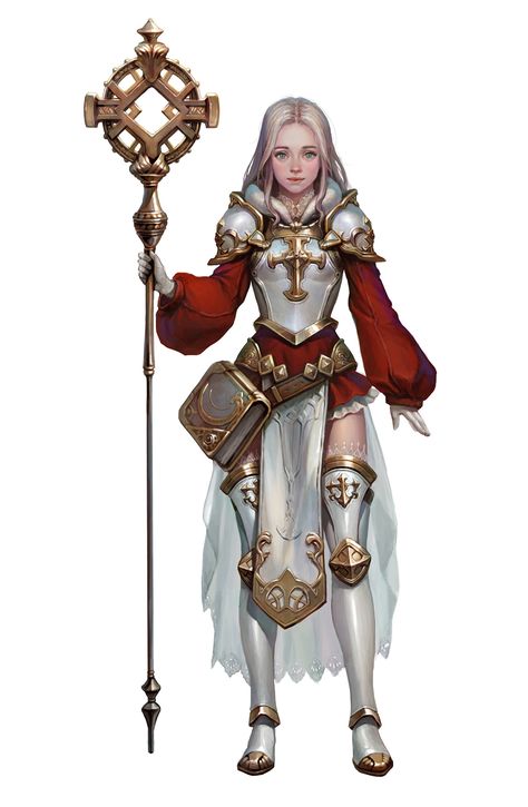 ArtStation - white mage, Yesun Jung Cleric Outfit, Dnd Cleric, Illustration Fantasy, Female Armor, Female Knight, Dungeons And Dragons Characters, Fantasy Armor, Fantasy Warrior, Female Character Design