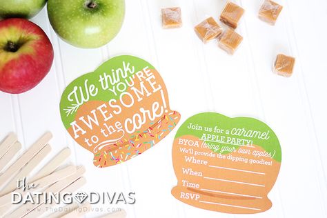 Caramel Apple Party Group Date Invitation Caramel Apple Party, Fall With Friends, Apple Invitation, Making Caramel, Apple Party, Caramel Apple Bars, Caramel Apples Recipe, Apple Bars, Yw Activities