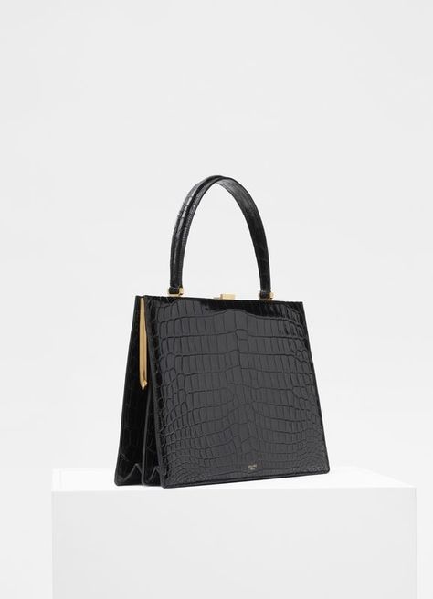 Medium Clasp bag in crocodile | CÉLINE #purses and #handbags leather Purses And Handbags Leather, Celine Purse, Clasp Bag, Frame Bag, Classic Bags, Burberry Handbags, Leather Gifts, Leather Bags Handmade, Handbags Michael Kors