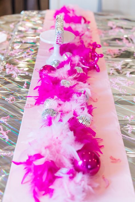 Party In Pink Ideas, Disco Rodeo Centerpieces, Barbie Party Bachelorette, Fashion Show Party Food Ideas, Pretty In Pink Party Ideas, Pink Disco Decorations, Pink Dance Party, Pink Cowgirl Bday Party, Pink Disco Party Theme