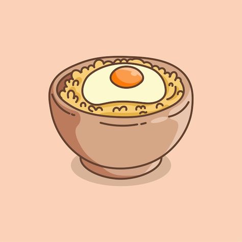 Bowl of fried rice with omelette vector ... | Premium Vector #Freepik #vector #background #food #restaurant #green Fried Rice Tattoo, Fried Rice Drawing, Fried Rice Illustration, Omelette Illustration, Rice Bowl Illustration, Foodie Illustration, Cooking Fried Rice, 2023 Wallpaper, Background Food