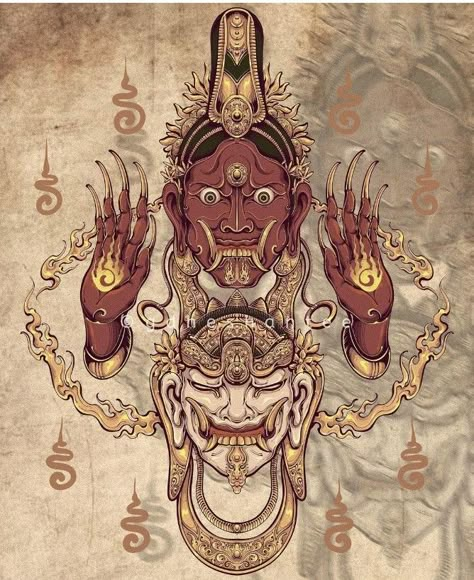 Ogoh Ogoh, Balinese Tattoo, Svg Animation, Buddha Tattoo Design, Asian Artwork, Traditional Sculptures, Egypt Tattoo, Hinduism Art, Japanese Tattoo Designs