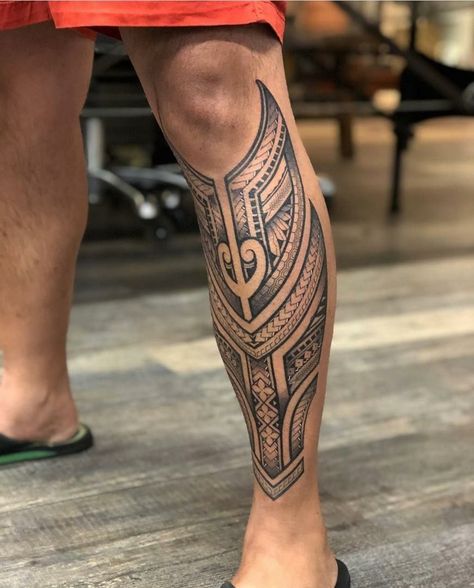 Shin Tattoo Men Ideas, Polynesian Leg Tattoo, Leg Band Tattoos, Men's Tattoo, Geometric Tattoo Sleeve Designs, Men's Tattoos, Wing Tattoo Men, Shin Tattoo, Lion Tattoo Sleeves