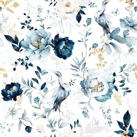 MuralPeel Vintage Peony Floral Crane White/Blue Flowers Peel and Stick Wallpaper Self Adhesive Removable Easy Peel Off Stick on Wall Paper for Bedroom Cabinet Renter Friendly - Amazon.com Floral Wallpaper Bathroom Ideas, Blue Floral Wallpaper Bedroom, Blue Botanical Wallpaper, Cabinet Wallpaper, Floral Wallpaper Bedroom, Craft Business Cards, White Blue Flowers, Bedroom Cabinet, Blue And White Wallpaper