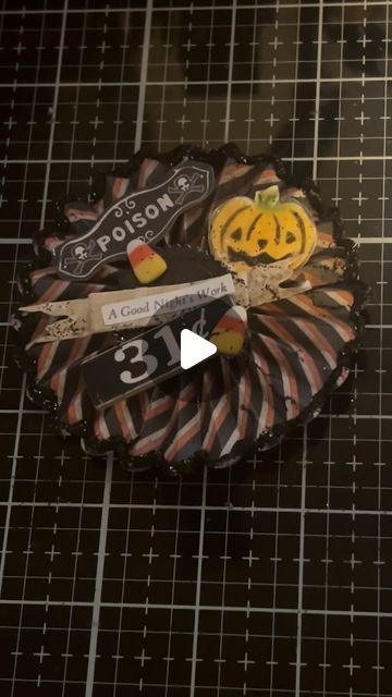 Janna Ketchum on Instagram: "Tonight making a Halloween rosette with some Idea-ology background papers. Embellished with some Idea-ology ephemera and banner die cut. Finished off the rosette with some distress nightfall glitter.
#timholtz #sizzix #sizzixwithtimholtz #ideaology #timholtzhalloween #halloweencrafts #makersgonnamake #papercraft #timholtzaddicts" Halloween Layout, Working Nights, Some Ideas, Tim Holtz, Paper Background, Halloween Crafts, Paper Crafts, Stamp, Glitter