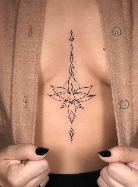 Lotus Underboob Tattoo, Underboob Tattoos, Our Mindful Life, Underboob Tattoo, Beautiful Flower Tattoos, Chest Tattoos For Women, Temp Tattoo, Shoulder Tattoos For Women, Sternum Tattoo