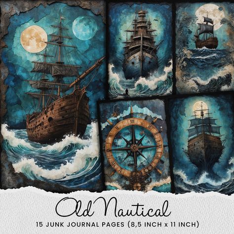 Pirates Ship, Dramatic Scene, Old Ship, Paper Journal, Journal Digital, Sea Theme, Journal Kit, Collage Paper, Scrap Paper