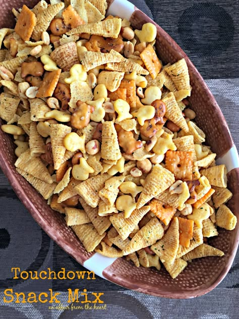 Touchdown Snack, Bugles Snack Mix, Cranberry Cinnamon, Dips And Snacks, Football Snacks, Chex Mix Recipes, Snack Mixes, Fun Decorations, Snack Mix Recipes