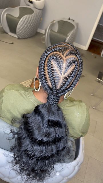 Cornrows With Braided Ponytail, Jasmine Braid Ponytail, Low Feed In Braids Ponytail, Feeding Braids Ponytail, Stitch Braids With Design Ponytail, Quick Feed In Braid Styles Ponytail, Stitch Braids With Curly Ponytail, Low Cornrow Ponytail, Feedin Ponytail Braids With Curls