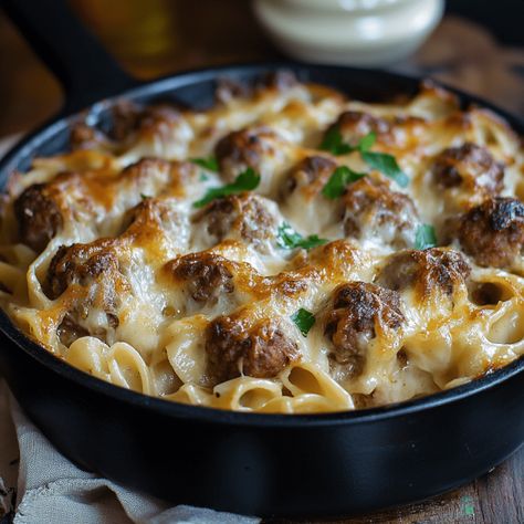 Swedish Meatball Noodle Bake Recipe - Forecipes Meatballs Egg Noodles, Meatballs And Noodles Recipe, Meatball Noodle Bake, Swedish Meatballs And Noodles, Baked Swedish Meatballs, Traditional Swedish Meatballs, Lunch Casserole, Noodle Bake, Ham Salad