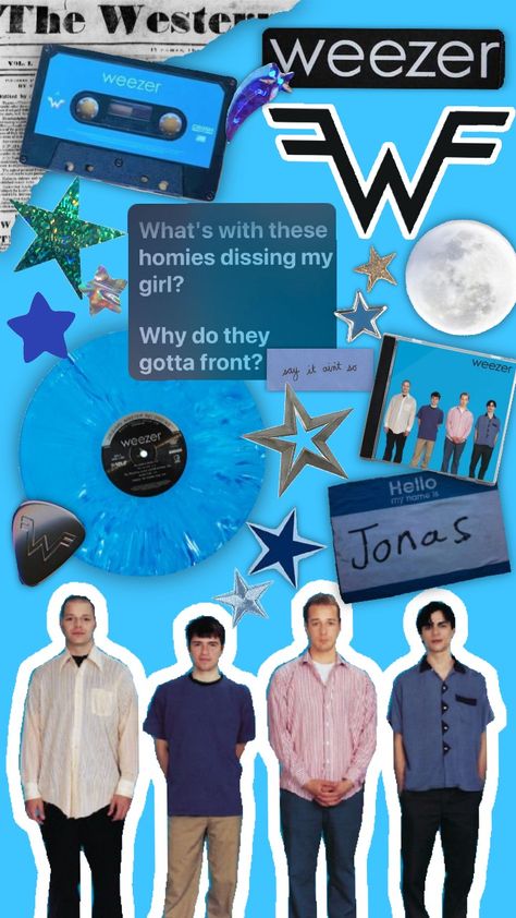 #weezer #bluealbum Weezer Wallpaper Iphone, Weezer Background, Weezer Fanart, Weezer Wallpapers, Weezer Pfp, Weezer Poster, Austin Wallpaper, Lyric Drawings, Rivers Cuomo