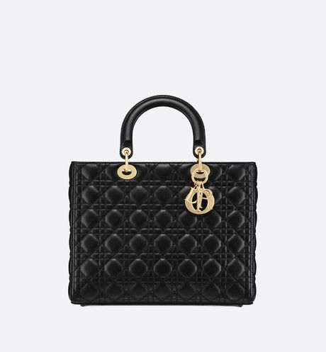 Lady Dior Bag Black, Large Lady Dior, Lady Dior Handbag, Womens Designer Bags, Christian Dior Couture, Dior Handbags, Dior Couture, Iconic Bags, Vuitton Bag